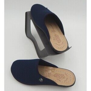 Fly Flot Womens Navy Blue Mesh Clogs Mules Anatomic Anti Shock Size 7.5 Italy